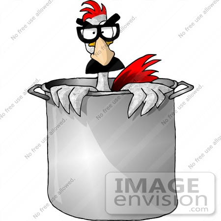 #17842 Masked Chicken in a Stock Pot Clipart by DJArt