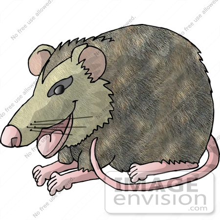 #17848 One Rat With Pink Feet, Nose, Ears and Tail Clipart by DJArt