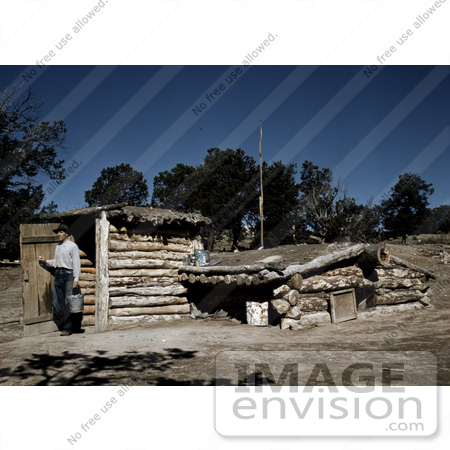 #17884 Photo of a Farmer With His Dugout Home in Pie Town, New Mexico by JVPD