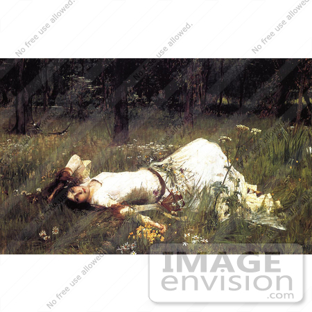 #17890 Picture of a Woman Lying in Wildflowers, Ophelia by John William Waterhouse by JVPD