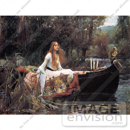 #17891 Picture of a Woman in a Boat on a Pond, The Lady of Shalott by John William Waterhouse by JVPD