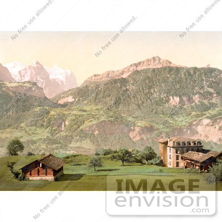 #17901 Picture of the Hotel Alpbach Near Well and Wetterhorn Mountains, Swiss Alps, Bernese Oberland, Switzerland by JVPD