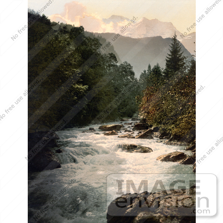 #17914 Picture of Jungfrau and Silberhorn Mountains, Lutschine River, Swiss Alps, Switzerland by JVPD