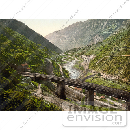 #17920 Picture of St. Gotthard Railway Through the Village of Giornico in Switzerland by JVPD