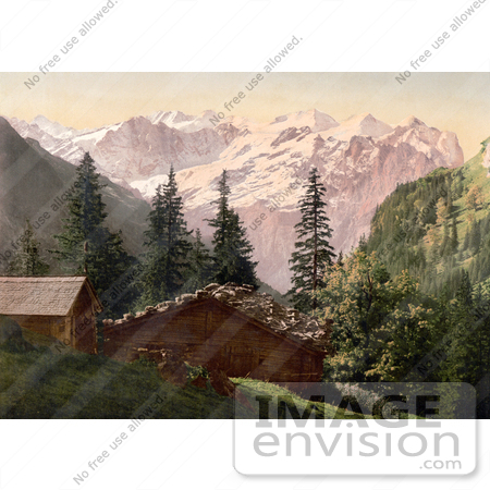 #17921 Picture of a Barn and House Near Engstlenalp Pass, Unterwald, Switzerland by JVPD