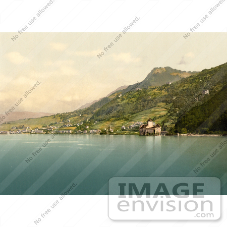 #17925 Picture of Chateau de Chillon, Chillon Castle, on the Shore of Geneva Lake, Switzerland by JVPD