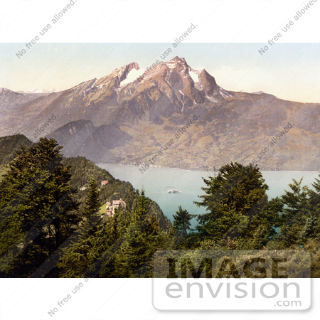 #17927 Picture of Burgenstock and Pilatus Mountains Near Lake Lucerne, Switzerland by JVPD