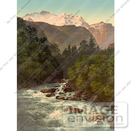 #17939 Picture of Jungfrau Mountain and the Lutschine River, Lauterbrunnen Valley, Switzerland by JVPD