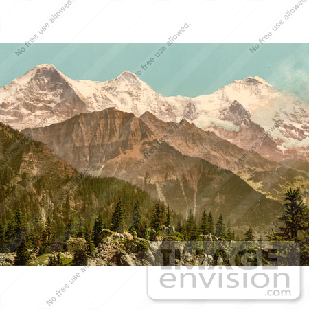 #17974 Picture of Schynige Platte With Mountains Eiger, Monch and Jungfrau, Bernese Oberland, Switzerland by JVPD