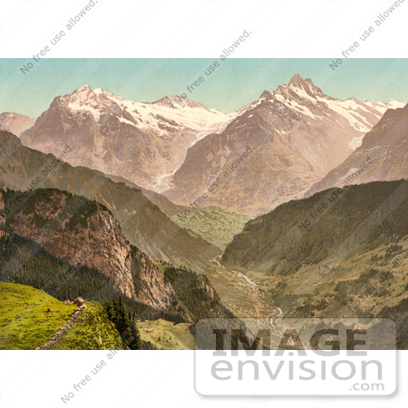 #17978 Picture of Wetterhorn and Schreckhorn Mountains as Seen From Schynige Platte, Bernese Oberland, Switzerland by JVPD