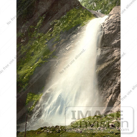 #18010 Picture of a Waterfall at Berisal Along the Simplon Pass in the Swiss Alps, Valais, Switzerland by JVPD