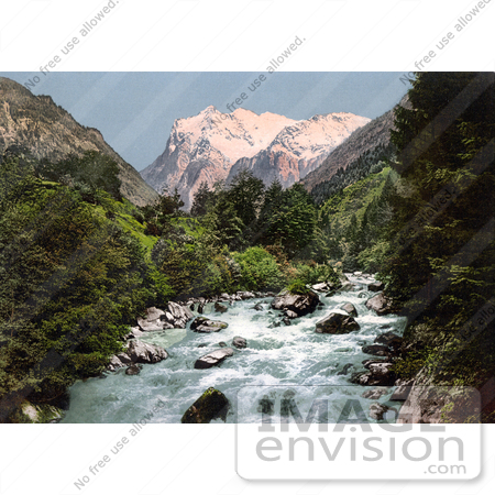 #18012 Picture of the River Lutschinen and Wetterhorn Mountain, Switzerland by JVPD
