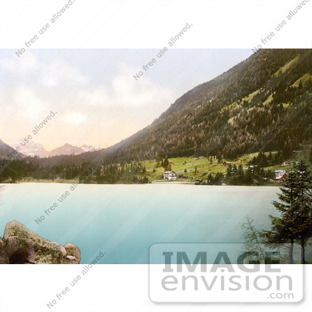 #18013 Picture of a Village on the Shore of Lake Champex in Valais, Switzerland by JVPD