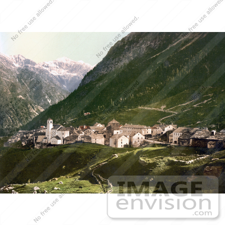 #18033 Picture of a Village Along Simplon Pass, Valais, Swiss Alps, Switzerland by JVPD