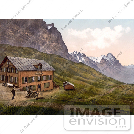 #18037 Picture of a Hotel at the Grosse Scheidegg Pass, Schynige Platte, Bernese Oberland, Switzerland by JVPD