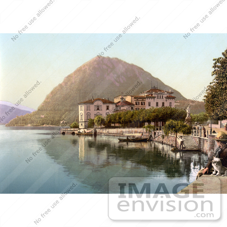 #18043 Picture of the Village of Lugano on the Shore of Lake Lugano, Monte San Salvatore, Tessin, Switzerland by JVPD