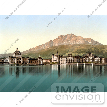 #18138 Photo of the Railway Station and Pilatus Moutain, Lucerne, Switzerland by JVPD