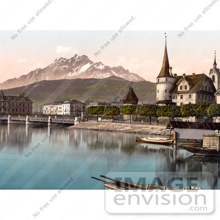 #18142 Photo of the Bridge and Tower at Schwanenplatz, Lucerne, Switzerland by JVPD