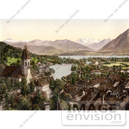#18143 Photo of the Village of Thun on Aare River and Thun Lake, Bernese Oberland, Switzerland by JVPD