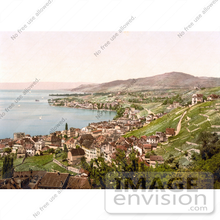 #18146 Photo of the Villages of Montreux and Clarens on Geneva Lake in Vevey, Vaud, Switzerland by JVPD