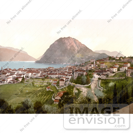#18149 Photo of Mont San Salvatore and the City of Lugano on Lake Lugano in Ticino, Tessin, Switzerland by JVPD