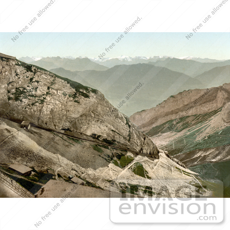 #18156 Photo of the Cogweel Railway on the Side of Pilatus Mountain, Switzerland by JVPD