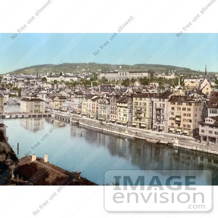 #18163 Photo of Buildings Along the Limmatquay, With Polytechnic in Zurich, Switzerland by JVPD