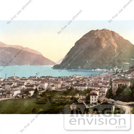 #18174 Photo of the City of Lugano on the Shore of Lake Lugano in Ticino, Tessin, Switzerland by JVPD