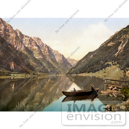 #18175 Photo of Men in a Boat on Klonthal Lake, Glarus, Switzerland by JVPD