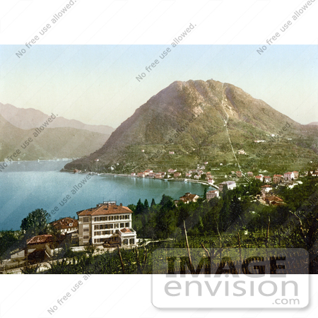 #18177 Photo of Mont San Salvatore and Paradiso on Lugano Lake in Tessin, Switzerland by JVPD