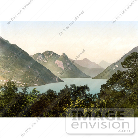 #18207 Photo of the Village of Porlezza From Across Lugano Lake, Tessin, Switzerland by JVPD
