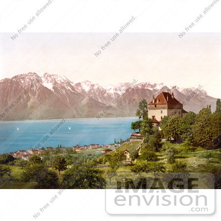 #18213 Photo of Chatelard Castle in Montreux on Geneva Lake, Switzerland by JVPD