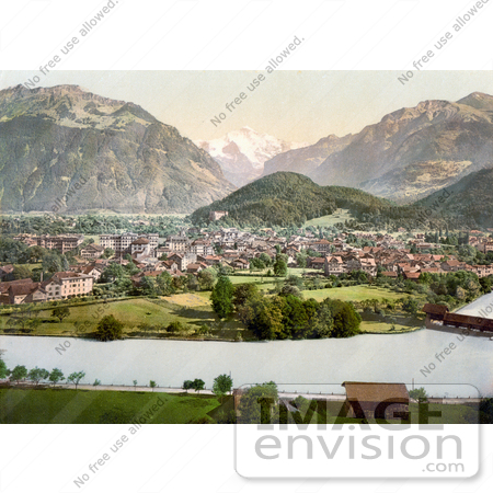 #18224 Photo of the Village of Interlaken and Jungfrau Mountain, Bernese Oberland, Switzerland by JVPD