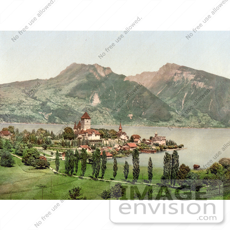 #18253 Photo of the Village of Spiez and Lake Thun, Niedersimmental, Bernese Oberland, Switzerland by JVPD