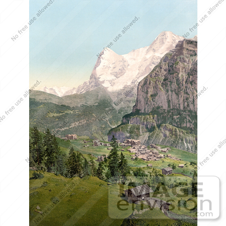 #18255 Photo of the Village of Murren With Eiger and Monch Mountains, Bernese Oberland, Switzerland by JVPD