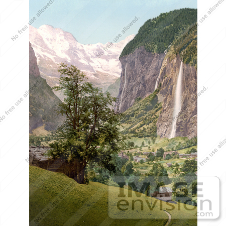 #18262 Photo of Lauterbrunnen and Staubbach Falls, Interlaken, Berne, Bernese Oberland, Switzerland by JVPD