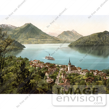 #18315 Photo of the Rigibahn Railway Running Through Vitznau, Lake Lucerne, Switzerland by JVPD