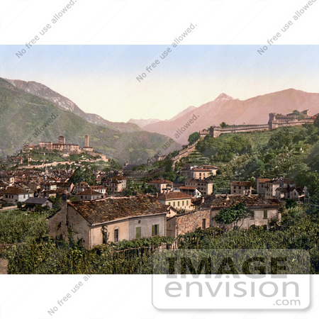 #18319 Photo of Crops, Castles and Buildings in Bellinzona, Lugano, Tessin, Switzerland by JVPD