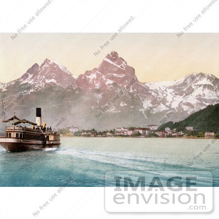 #18320 Photo of a Steam Boat Near Brunnen on Lake Lucerne, Switzerland by JVPD