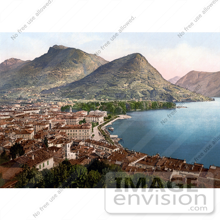 #18321 Photo of Lugano on the Lake and Monte Bre, Switzerland by JVPD
