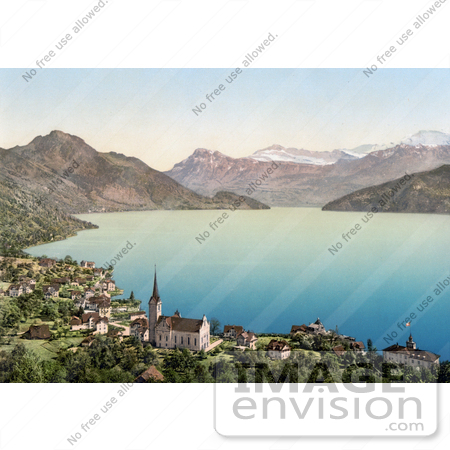 #18325 Photo of the Village of Weggis on Lucerne Lake, Switzerland by JVPD
