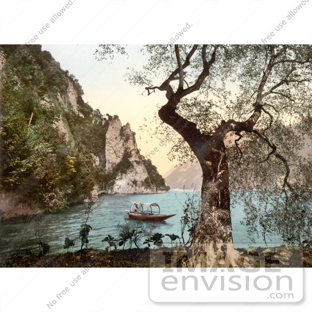 #18346 Photo of a Boat Near Gandria on Lake Lugano, Tessin, Switzerland by JVPD