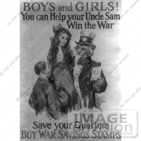 #1836 Uncle Sam With Boy and Girl by JVPD