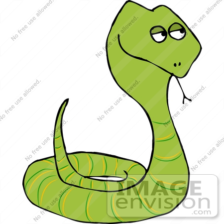 #18377 Coiled Green Snake Clipart by DJArt