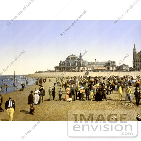 #18442 Photo of People on the Beach by the Kursaal, Ostend, Belgium by JVPD