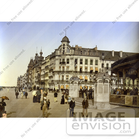 #18457 Photo of People Waking by the Kursaal Hotel, Ostend, Belgium by JVPD