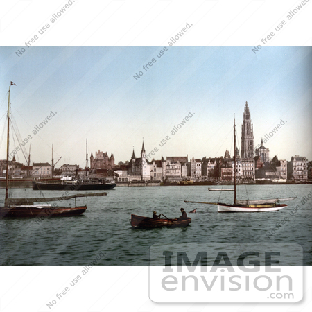 #18472 Photo of Boats on the Scheldt River at Antwerp, Belgium by JVPD