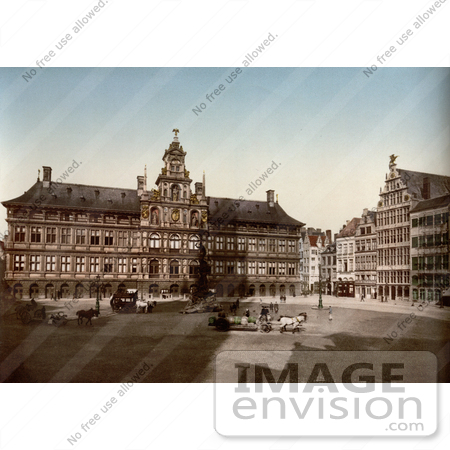 #18492 Photo of Brabo Fountain, Grand Palace and Town Hall, Grote Markt, Antwerp by JVPD