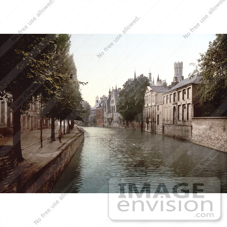 #18495 Photo of a Person by a Canal, Maison du France, Bruges, Belgium by JVPD