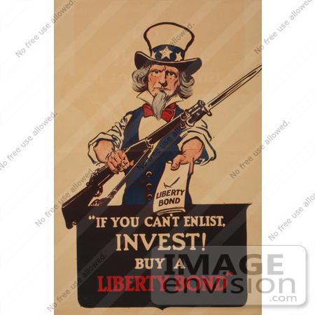 #1859 Uncle Sam Holding A Rifle And Bayonet, Offering A Liberty Bond by JVPD